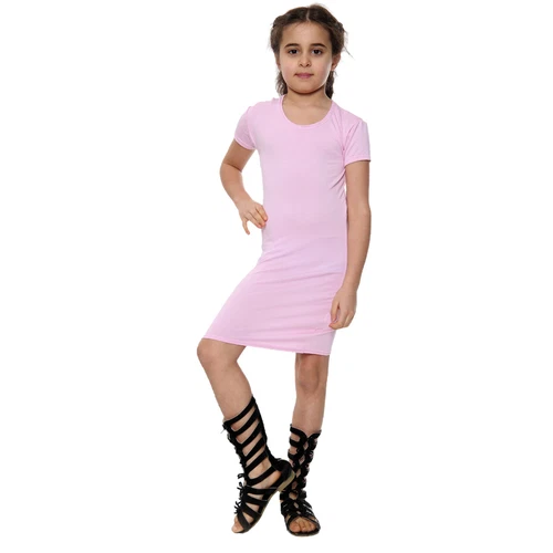 Mädchen Kleid Bodycon kurzärmelig Mode Party Outfit Midi Kinder Kleider - Bild 6 von 44