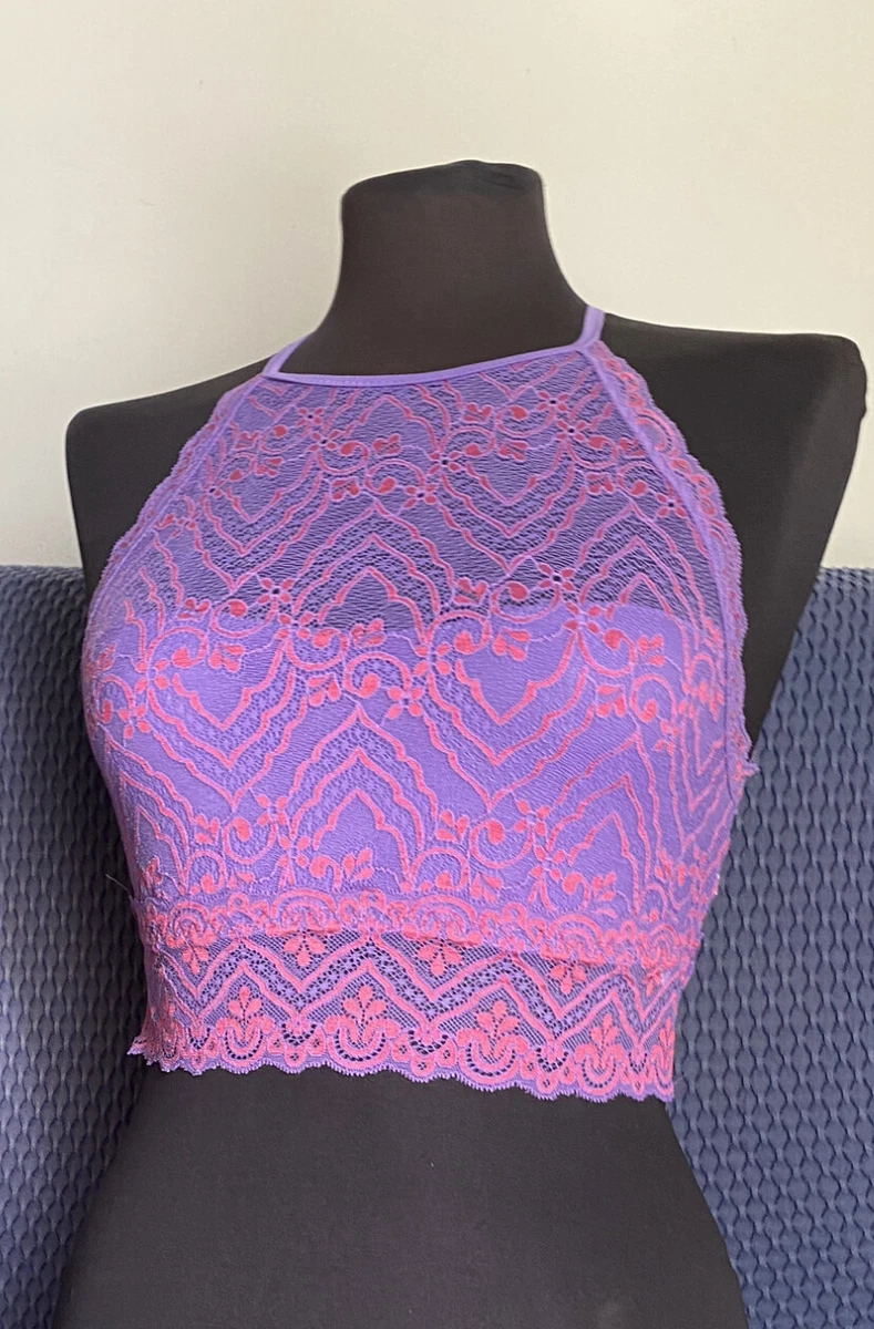 Intimissimi Crop Top Bralette Reggiseno Pizzo Ultraviolet Rosso