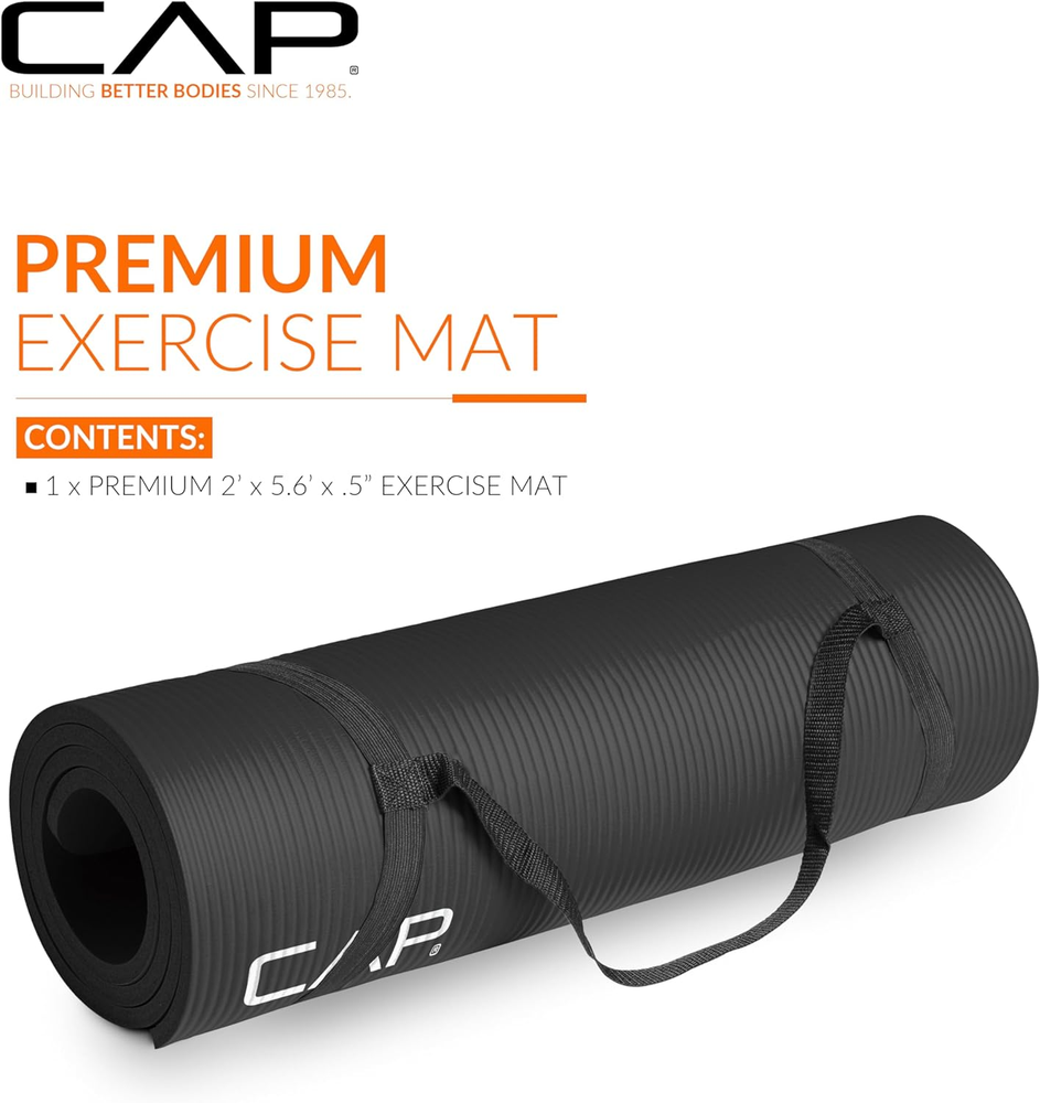 High-Density 1/2-Inch Yoga Mat with Strap | Premium Exercise Mat in Multiple Colors, Including Sleek Black High-Density 1/2-Inch Yoga Mat with Strap | Premium Exercise Mat in Multiple Colors, Including Sleek Black