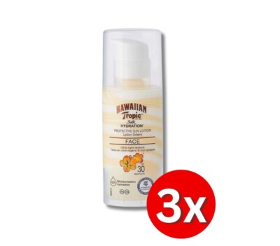 3er Pack Hawaiian Tropic Silk Hidration Air Soft Face Sun Lotion SPF30 50ml