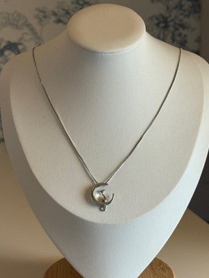 Crescent Moon Cat Necklace
