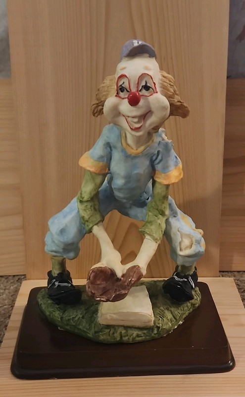 Vintage Albert Price Clown Baseball Player “Missing The Ball"  Catcher Figurine