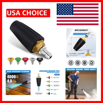 #ad Efficient Pressure Washer Spray Nozzle Set 4000 PSI Quick Connect 5 Tips $19.57