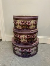 Set 3 Large Nesting Hat Boxes Purple Flowers Once Upon a Rose By Igor Levashov