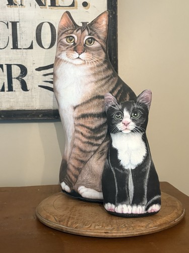 Leslie Anderson 8" Ellay Kitten & 15" Petra Cat The Toy Works Weighted Doorstops