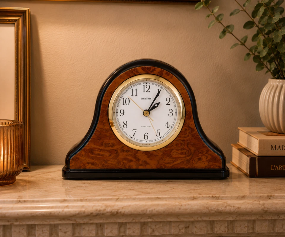 Horloge Réveil Élégant Quartz Bois Vintage RHYTHM référence CRE202 - Photo 1/4