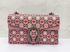 Pre-Owned Gucci Dionysus Heart Print Chain Shoulder Bag Valentine's Day Romantic