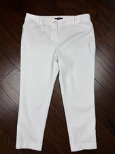TALBOTS Hampshire Ankle Mid Rise White Cropped Pants 24.5" Inseam Size 14P EUC