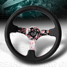 350mm Nrg Rst-036sak-r Sakura Black Premium Leather 3 Deep Dish Steering Wheel