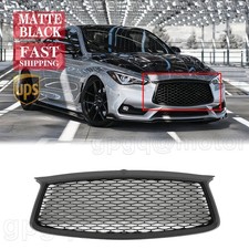 For Infiniti Q60 17-2022 Skyline Style Matte Black Front Bumper Honeycomb Grill