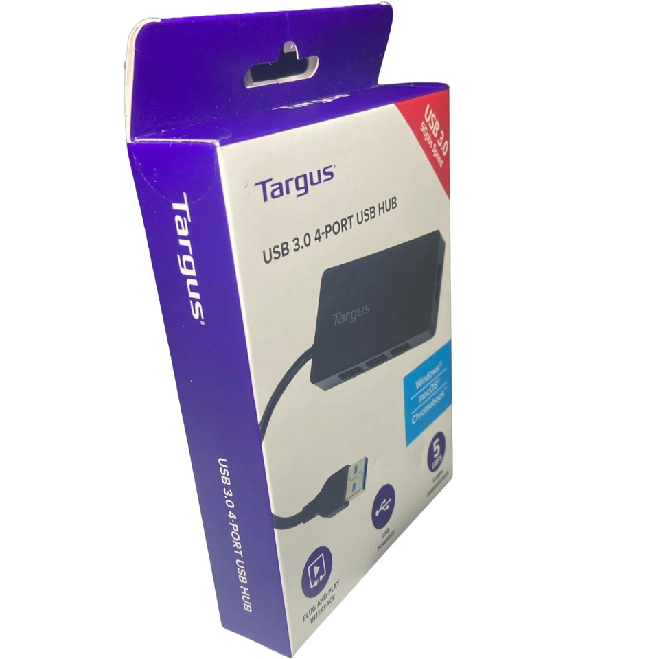 Targus 4 Port USB Hub High Speed Compact Portable ACH114US  Laptop PC Accessory - Image 3 of 4