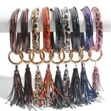 Bracelets Keychain Leather O-ring Key Chain Custom Circle Tassel Wristlet Bangle