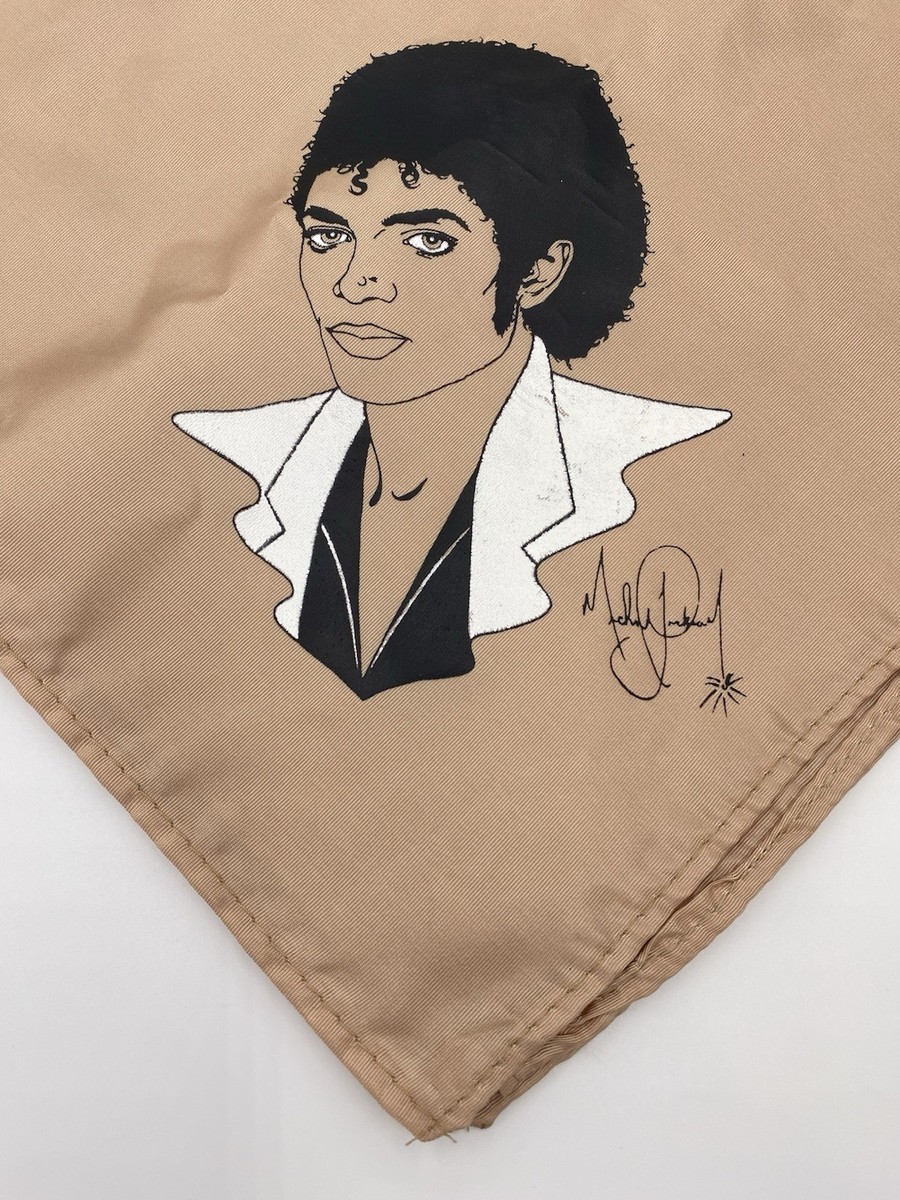 VINTAGE 1980s MICHAEL JACKSON Satin Scarf Bandana Bad Merch Tour