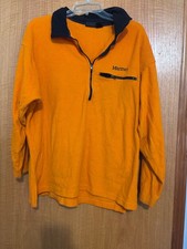 Vintage Marmot Fleece Pullover Mens Large Orange Half Zip USA Made Outdoor