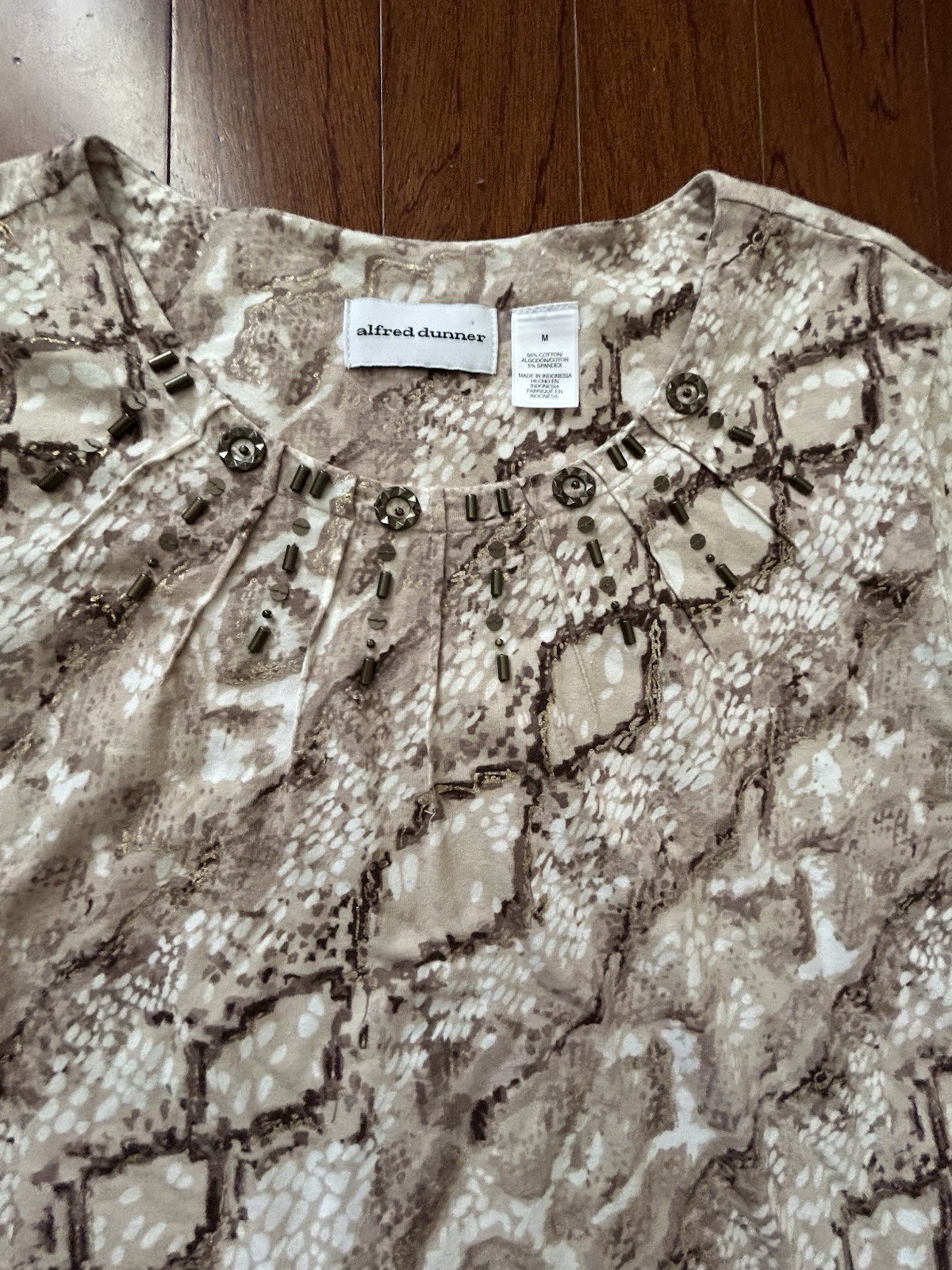 Alfred Dunner Beaded Python Print Top Cotton Blen… - image 4