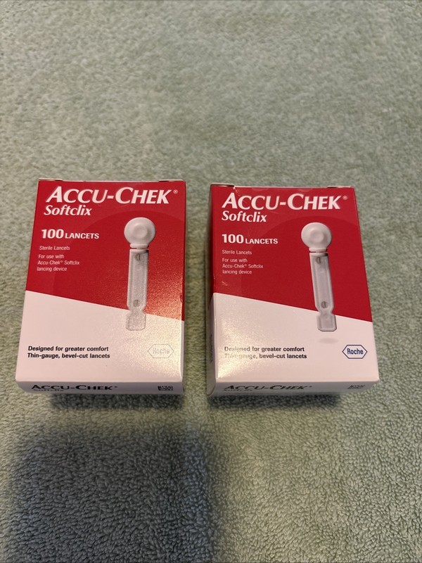 2 NIB - Accu Chek Softclix Lancets 200 Ct. Factory Sealed Boxes