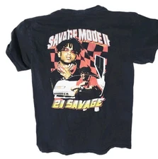 21 Savage NASCAR Racing Savage Mode II Rap T-shirt Medium M Black Cotton 