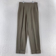 Escada Margaretha Ley Pants Womens Size Medium 40 Brown Wool Cuffed Pleated