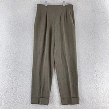 Escada Margaretha Ley Pants Womens Size Medium (40) Brown Wool Cuffed Pleated