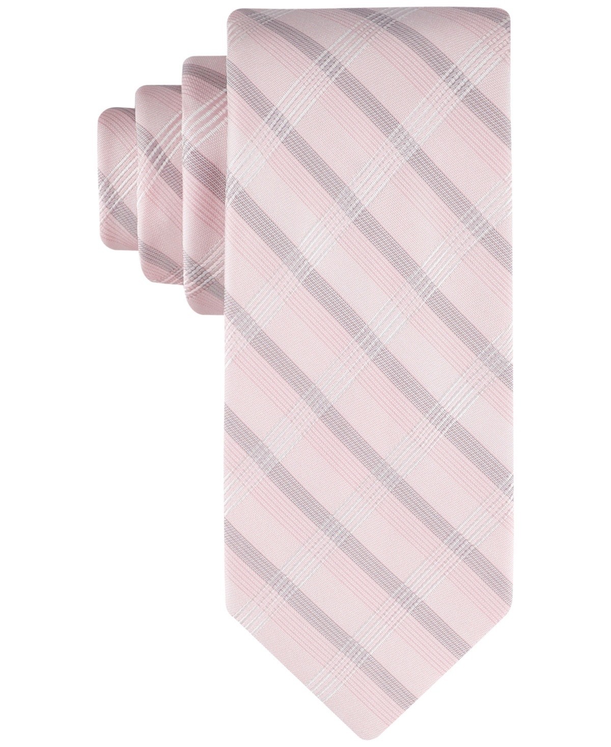 Calvin Klein Classic Design Creme Plaid Tie Mens One Size Pink Silk Blend 6790₽