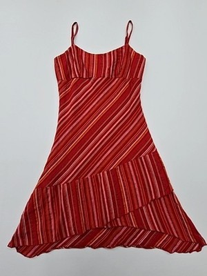 Usual Denim Knee Dress Red A Line Cami Size 40 Striped Ruffle