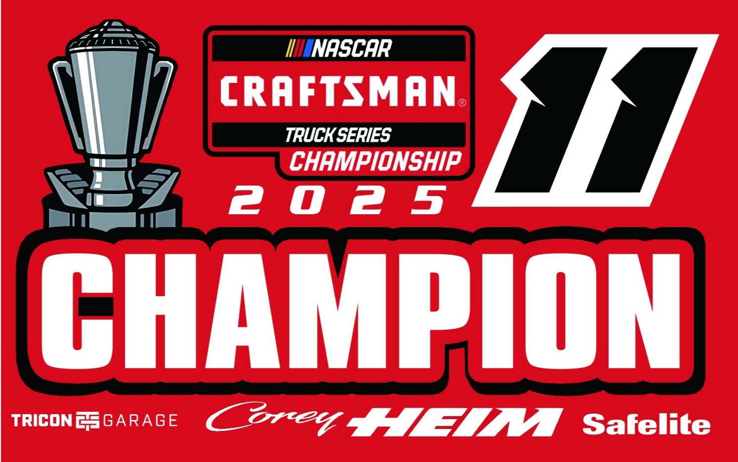 2025 Corey Heim #11 Champion Nascar Car Racing 3x5 FT Flag Great Decore Banner