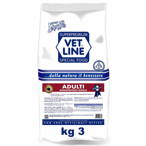 Vet Line Bufalo Adulti 3kg - Crocchette Professionali per Cani