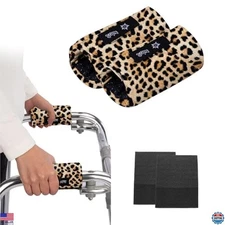 Leopard Print Walker Hand Grip Covers - Padded Non-Slip Foam Handle Pads, 2-Pack