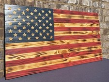 Hand Engraved, Unique Look Rustic American Flag, Wooden American Flag, Charred