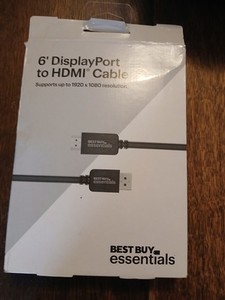 Best Buy Essentials 6' DisplayPort to HDMI Cable, Box Opened