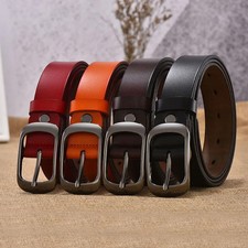 Genuine Leather Pin Buckle Belt Women Adjustable Jeans Strap Classic Belts