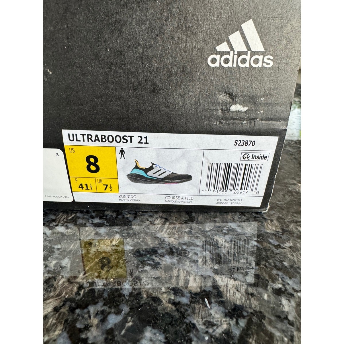 Adidas Ultraboost 21 Mens Running Shoes Black Solar Yellow  display picture 1