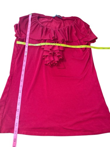 ADRIENNE VITTADINI Women's Size Small Blouse Ruffle Front with Quarter Zip - Picture 6 of 13