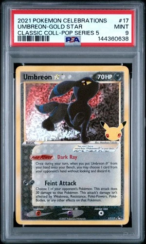 2021 POKEMON CELEBRATIONS CLASSIC COLLECTION #17 UMBREON-GOLD STAR PSA 9