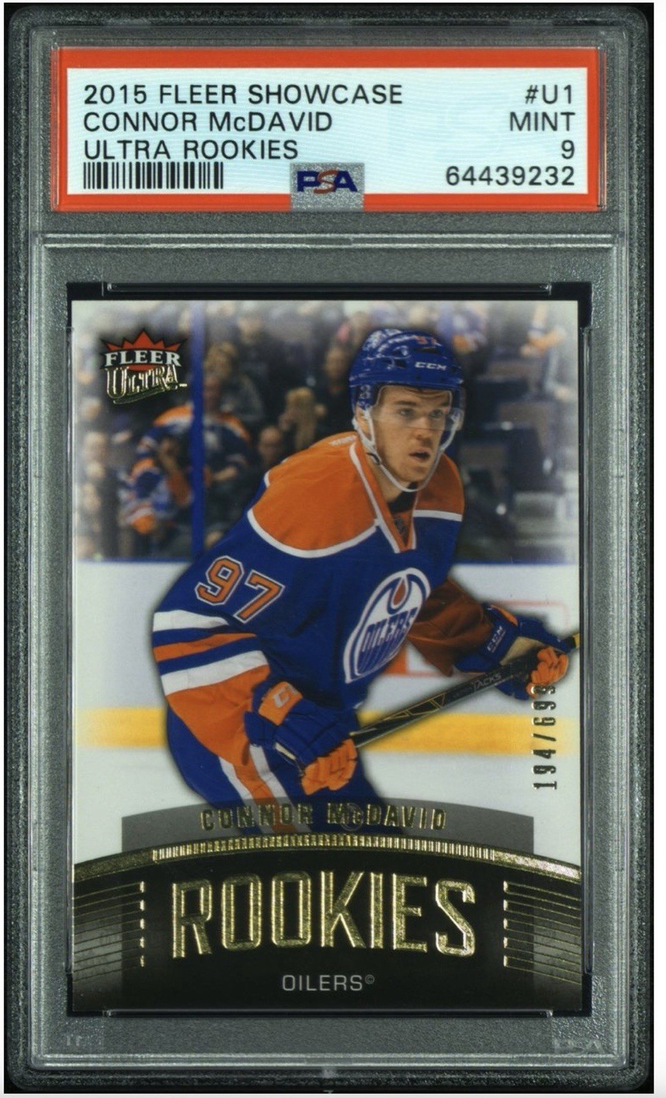 2015-16 Upper Deck Fleer Showcase - Ultra Rookies Connor McDavid #U1 /699 PSA 9