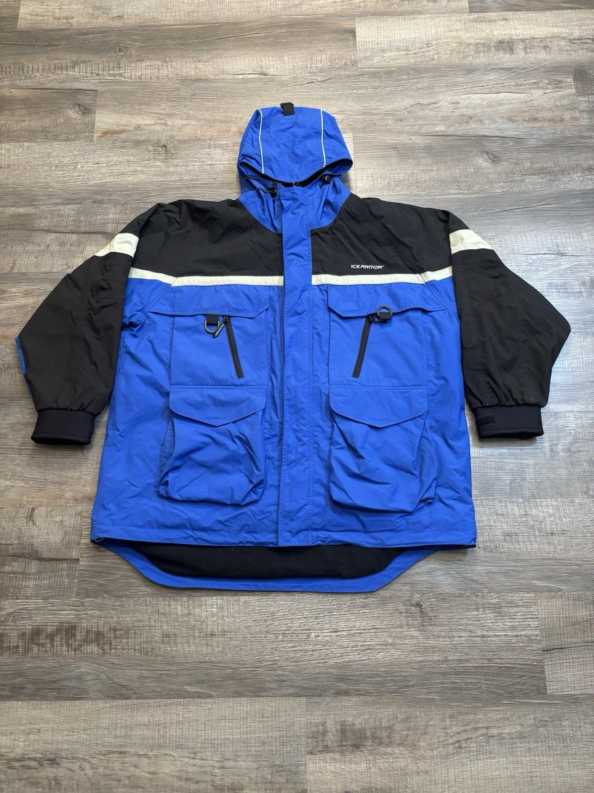 Clam Ice Armor Jacket 2XL Ice Fishing Water Proof Hooded Blue Full Zip