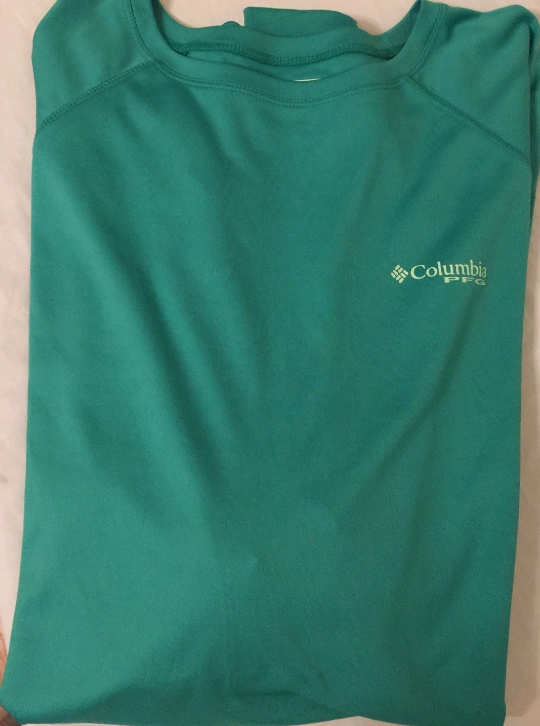 Columbia XXL Men Long Sleeve L/S Shirt GREEN T Tee Crew Deep Waves XM6091