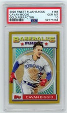 2020 Topps FINEST FLASHBACKS CAVAN BIGGIO GOLD REFRACTOR PSA 10 10/50 BLUE JAYS