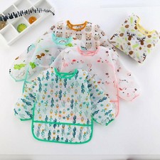 Baby Bibs New Cute Children Baby Stuff Toddler Waterproof Long Sleeve Art Smock