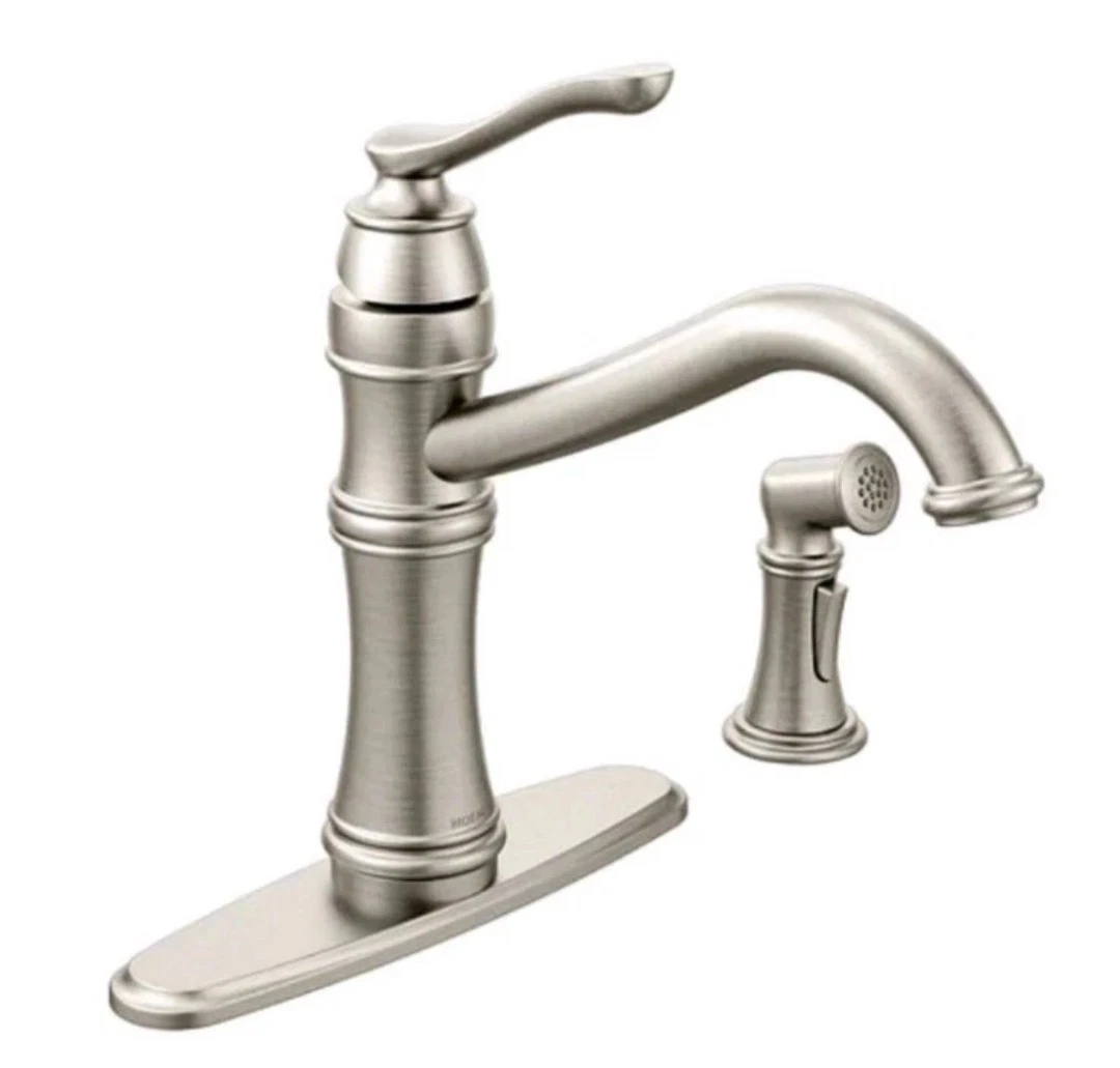 Moen 7245SRS Belfield Spot Resist Stainless 1Handle Kitchen Faucet Side Spray