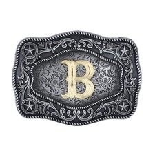 Initial Western Cowboy Belt Buckle with Letter for Men and Women B