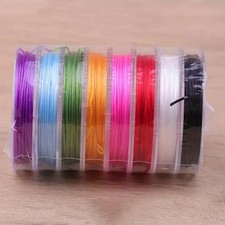 8 Rolls x 393.7 in 0.03 in Colorful Flat Elastic Cord for DIY Jewelry