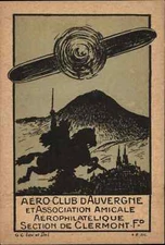 Clermont Ferrand Auvergne Aviation Philatelic Club Airplane Poster Art Postcard