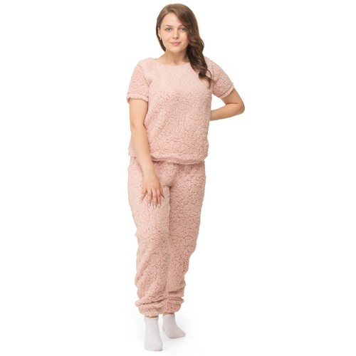 Juego de pijamas de oso de peluche para mujer cómodo cálido y acogedor ropa de noche suave ajuste cómodo PJs - Imagen 7 de 21