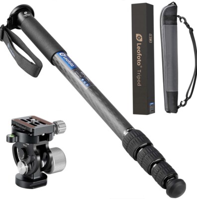 【Leofoto USA】 Leofoto MP-284C+VH-10S CF Monopod with VH-10S Two Way Tilt Head