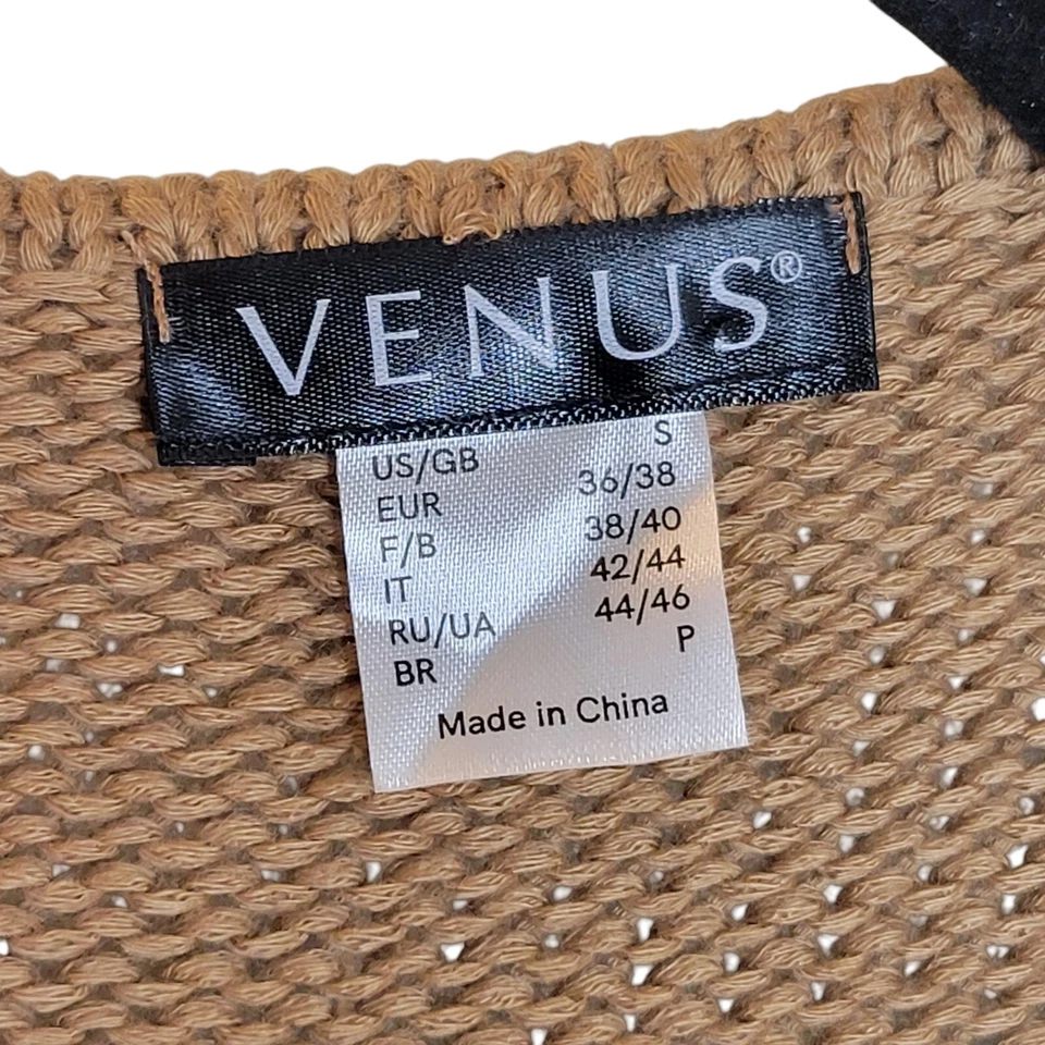 Vanus Womens Sz S Brown Solid Long Sleeve Knitted Boho Cardigan - Image 2 of 4