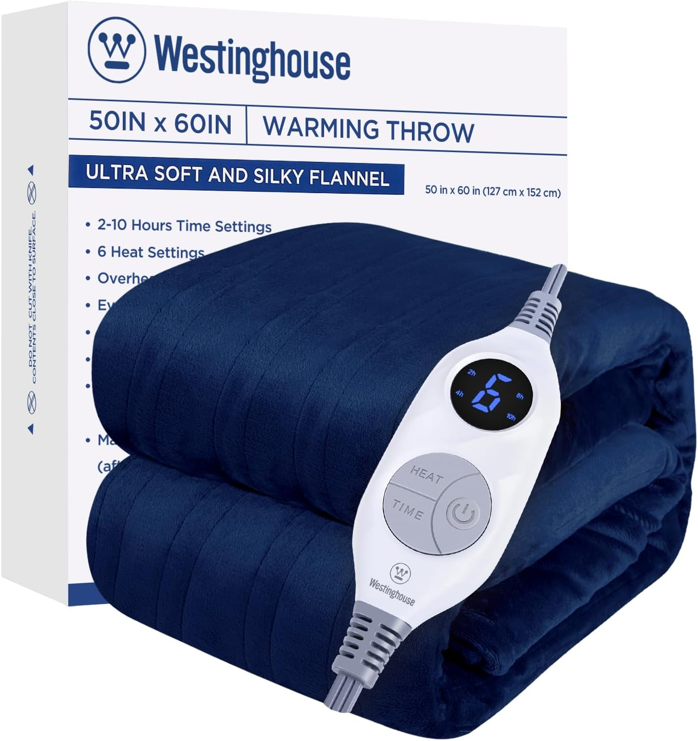 Cozy Heated Blanket Throw with 6 Heat Settings & 2-10 Hour Timer for Ultimate Warmth