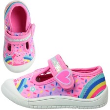 GIRLS PEPPA PIG PINK CANVAS SHOES RAINBOW GLITTER CASUAL PUMPS UK SIZE 4-9