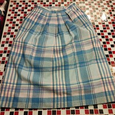 VTG 70's Women's PENDLETON  Sz. 10  Wool Plaid Check PURPLE TEAL  Suit SKIRT