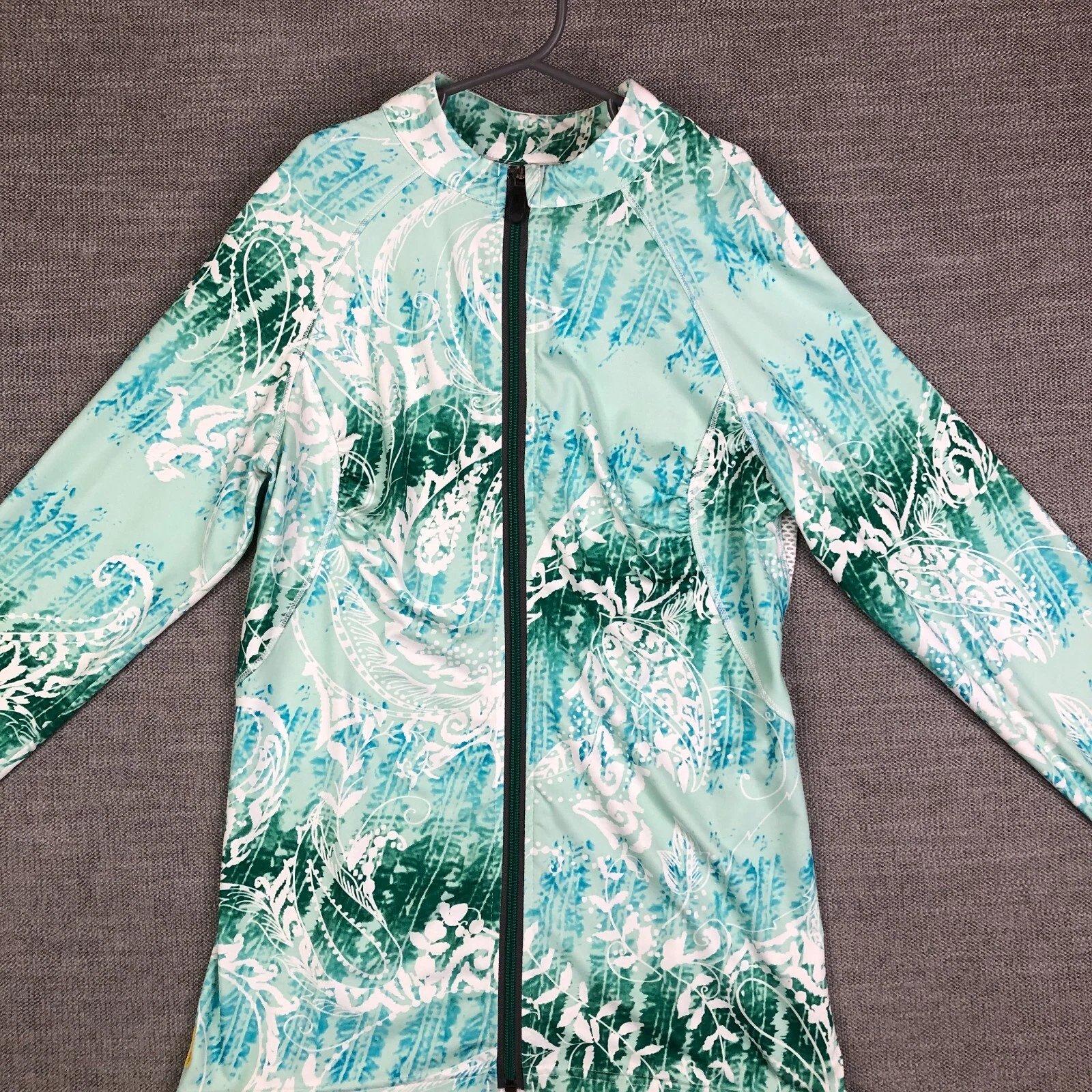 lole paisley graffiti wicking quick dry full zip athletic jacket
